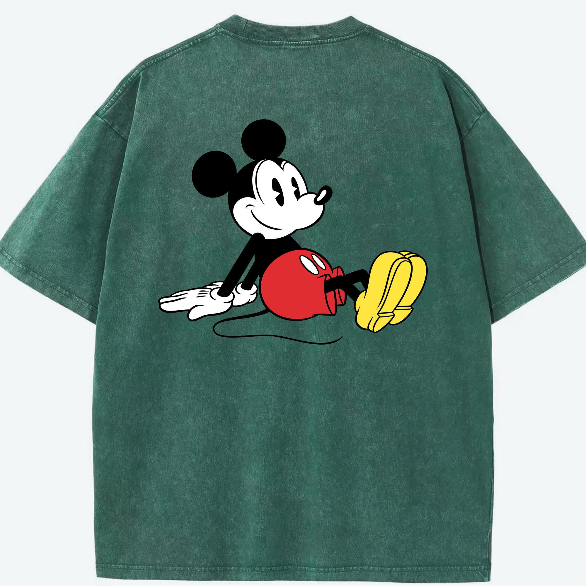 （画像用） ミッキーマウス Mickey Mouse 綿100% ヴィンテージ風 半袖Tシャツ（背面プリント）